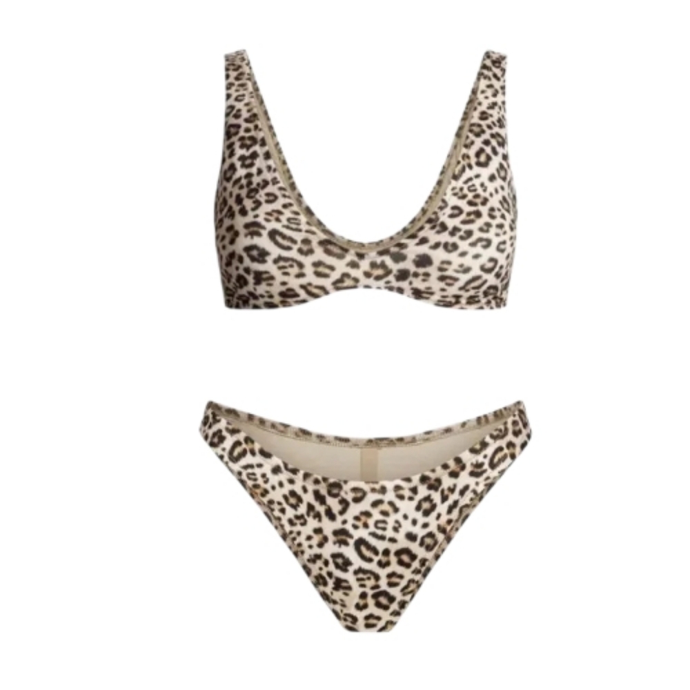 Skims Signature Swim Plunge Triangle Top &  Cheeky Tanga Bottom - M/L